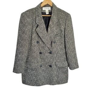 Norton McNaughton Vintage Blazer Womens 16 Wool Gray Speckled Double Breasted